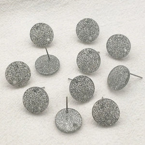 100pcs Acrylic Coin-Shape Glitter Studs for Earrings DIY