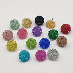 100pcs Acrylic Coin-Shape Glitter Studs for Earrings DIY
