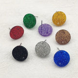 100pcs Acrylic Coin-Shape Glitter Studs for Earrings DIY