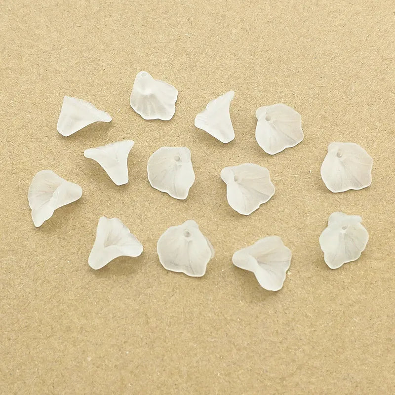Clear Frosted Leaf Beads, Jewelry Making DIY Parts