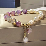 14K Filled Freshwater Pearl Agate Bracelet Fine Jewelry