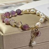 14K Filled Freshwater Pearl Agate Bracelet Fine Jewelry