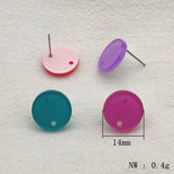 Acrylic Jelly Effect Round Earring Studs, 14mm, 100pcs