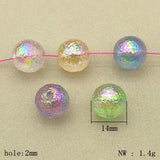 Arrival! 14mm 100pcs Clear UV Aurora Effect Wrinkle Beads For Necklace DIY Parts