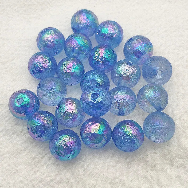Arrival! 14mm 100pcs Clear UV Aurora Effect Wrinkle Beads For Necklace DIY Parts