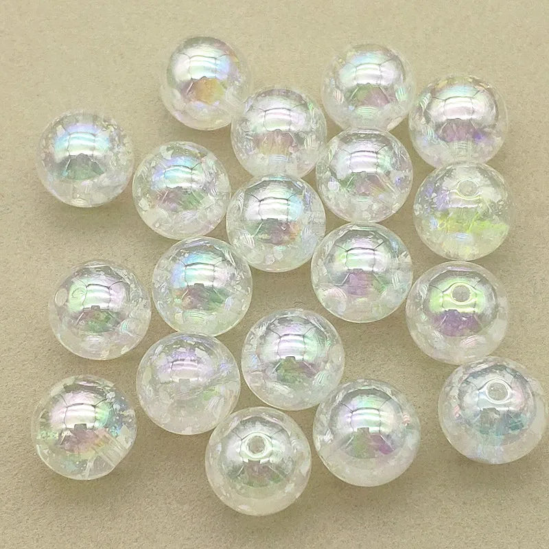 Arrival! 14mm 100pcs UV Snowflake Effect Round Beads DIY Jewelry Parts