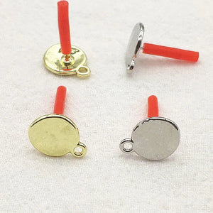 100pcs Zinc Alloy Round Shape Ear Stud For Earring Parts DIY Jewelry Accessories