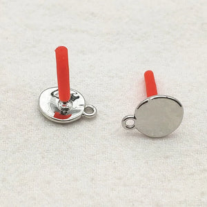 100pcs Zinc Alloy Round Shape Ear Stud For Earring Parts DIY Jewelry Accessories