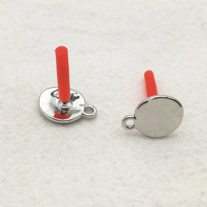 100pcs Zinc Alloy Round Shape Ear Stud For Earring Parts DIY Jewelry Accessories
