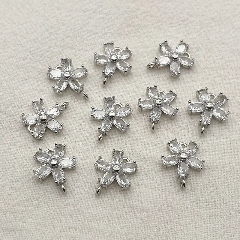 CZ Flower Pendants 50pcs for DIY Jewelry Making