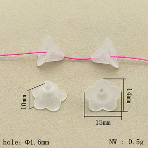 1000pcs Clear Frosted Flower Acrylic Beads - DIY Jewelry Findings
