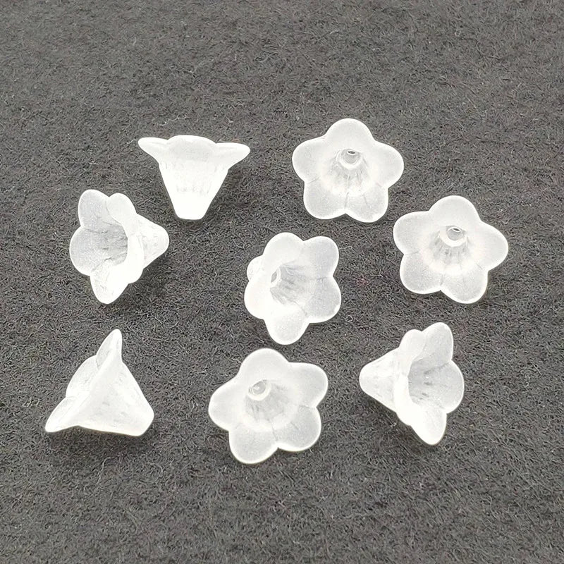 1000pcs Clear Frosted Flower Acrylic Beads - DIY Jewelry Findings