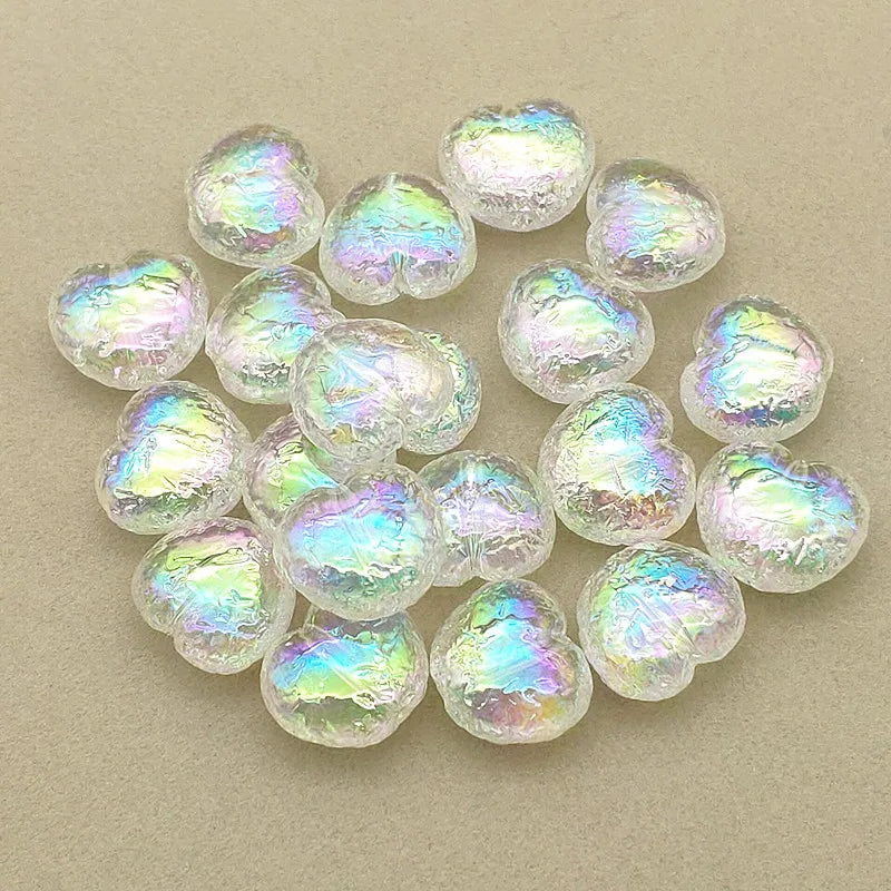 Clear UV Wrinkle Effect Heart Beads 100pcs