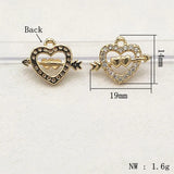 50pcs Cubic Zirconia Heart Charm for Necklace/Handmade Earring DIY Parts
