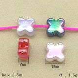 15mm 100pcs Clear Aurora Effect Flower Beads DIY Necklace Jewelry Findings
