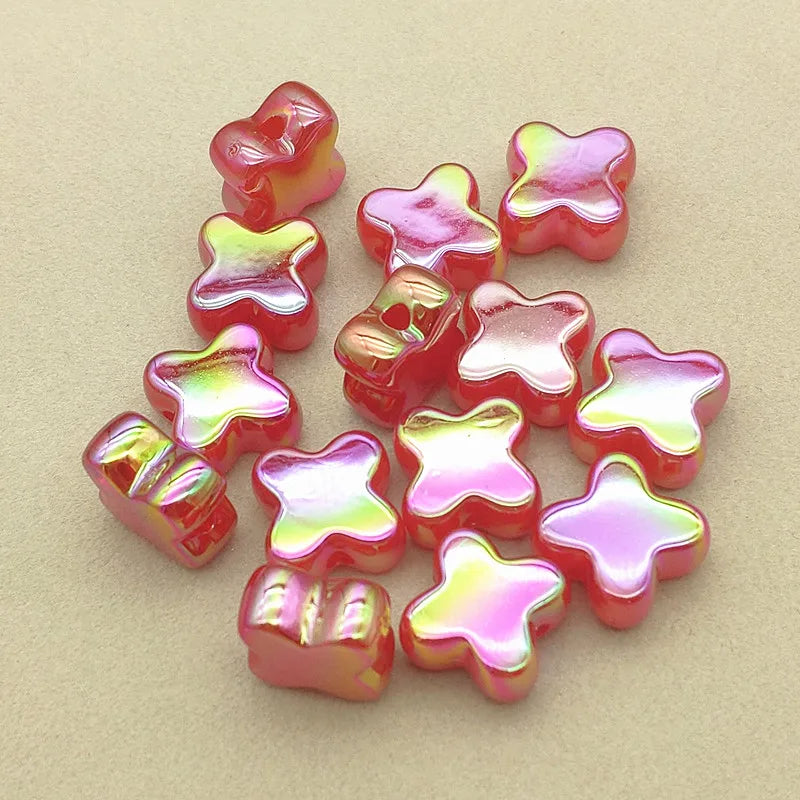 15mm 100pcs Clear Aurora Effect Flower Beads DIY Necklace Jewelry Findings