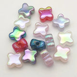 15mm 100pcs Clear Aurora Effect Flower Beads DIY Necklace Jewelry Findings