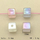 15mm 100pcs Luminous Cube Beads Hair Clips DIY