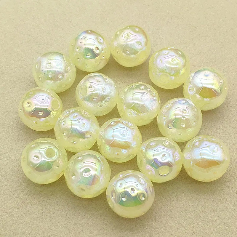15mm 100pcs UV Aurora Polka Dot Round Beads Jewelry Earrings DIY Parts