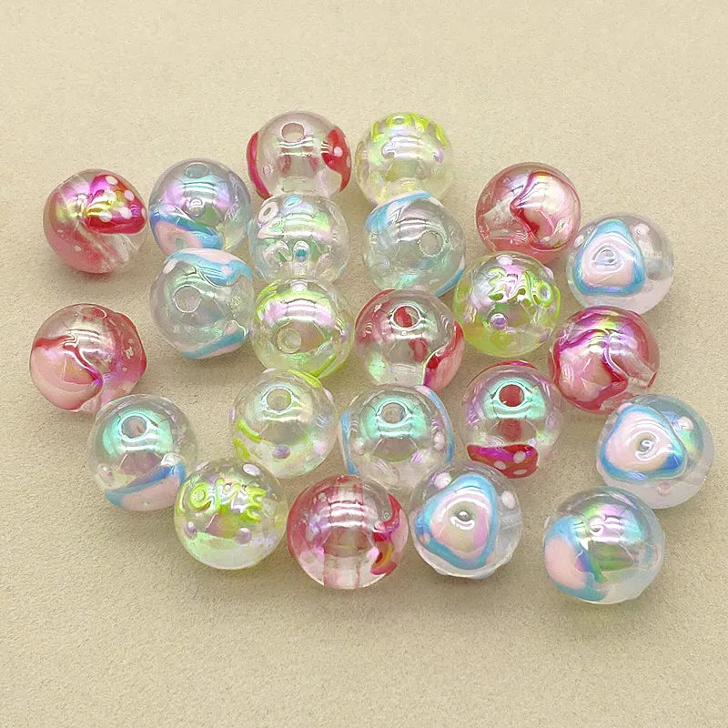 100pcs UV Aurora Round Beads DIY Jewelry Findings
