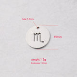 15mm Zodiac Charms Stainless Steel DIY Charms 12 Constellations Pendant
