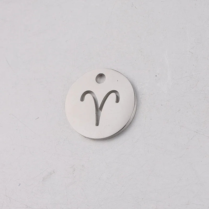 15mm Zodiac Charms Stainless Steel DIY Charms 12 Constellations Pendant