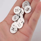 15mm Zodiac Charms Stainless Steel DIY Charms 12 Constellations Pendant