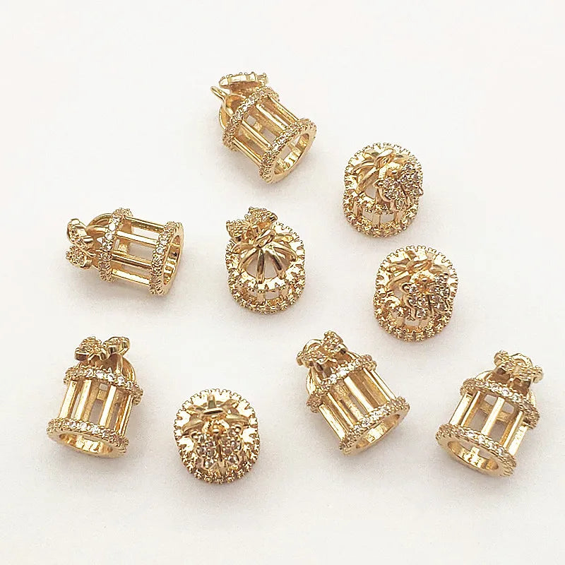 30pcs CZ Birdcage Charm Necklace Earrings DIY Jewelry Findings
