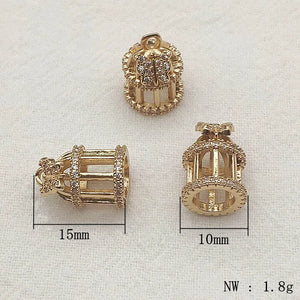 30pcs CZ Birdcage Charm Necklace Earrings DIY Jewelry Findings