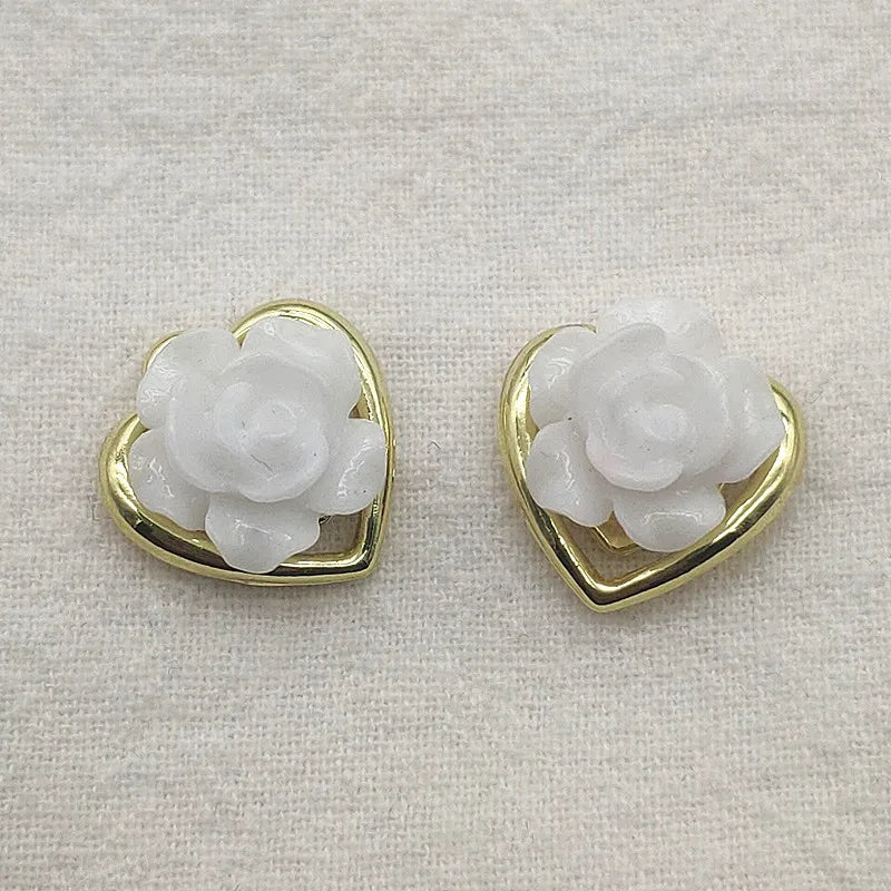 Resin Flower Heart Charm Necklace/Earrings DIY 100pcs
