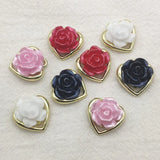 Resin Flower Heart Charm Necklace/Earrings DIY 100pcs