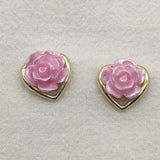Resin Flower Heart Charm Necklace/Earrings DIY 100pcs