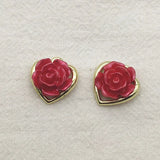 Resin Flower Heart Charm Necklace/Earrings DIY 100pcs