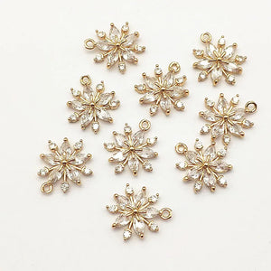50pcs CZ Flower Charm Necklace Earring Parts DIY