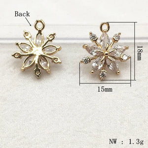 50pcs CZ Flower Charm Necklace Earring Parts DIY