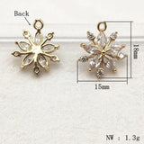 50pcs CZ Flower Charm Necklace Earring Parts DIY