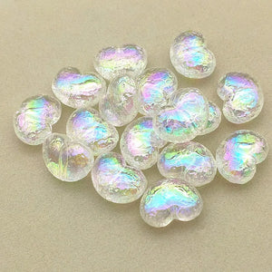 100pcs Clear UV Wrinkle Effect Heart Beads Necklace DIY Parts