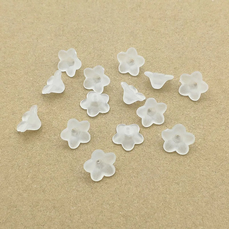 Clear Flower Frosted Beads Jewelry DIY Parts