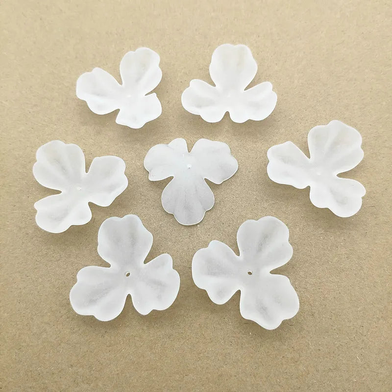 160pcs Clear Flower Frosted Beads For Jewelry Necklace/Earrings DIY Parts