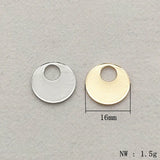 16mm 100pcs Copper Pendant Round Charm for Necklace Earrings DIY Parts
