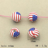 Arrival! 16mm 100pcs National Flag Wood Beads For Jewelry DIY