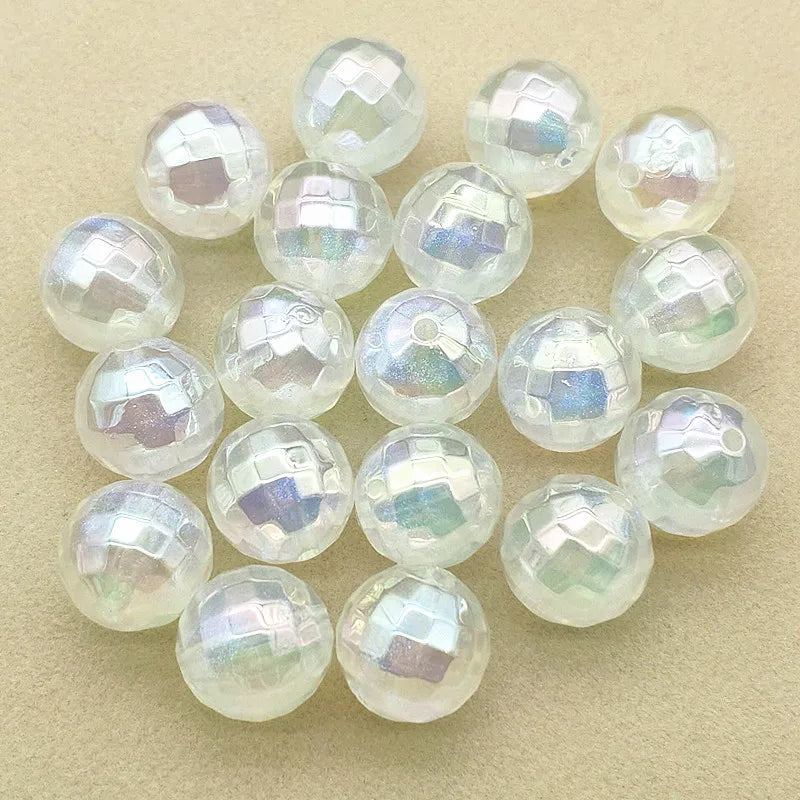 16mm 100pcs UV Aurora Effect Clear Earth Round Beads For Jewelry Earrings DIY
