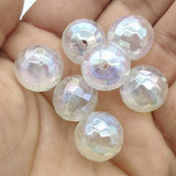 16mm 100pcs UV Aurora Effect Clear Earth Round Beads For Jewelry Earrings DIY