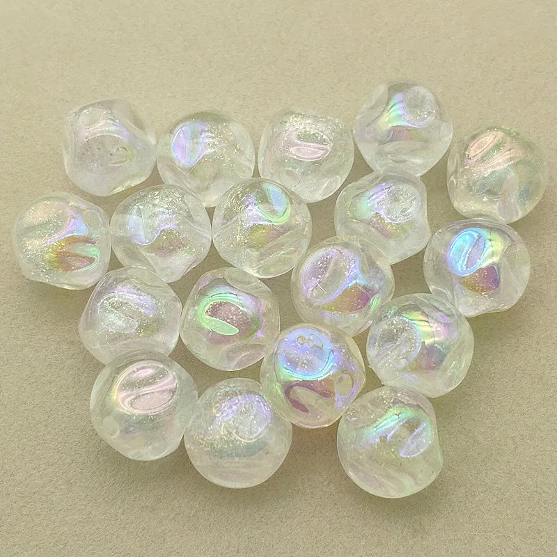 UV Aurora Effect Powder Twist Round Beads - 100pcs