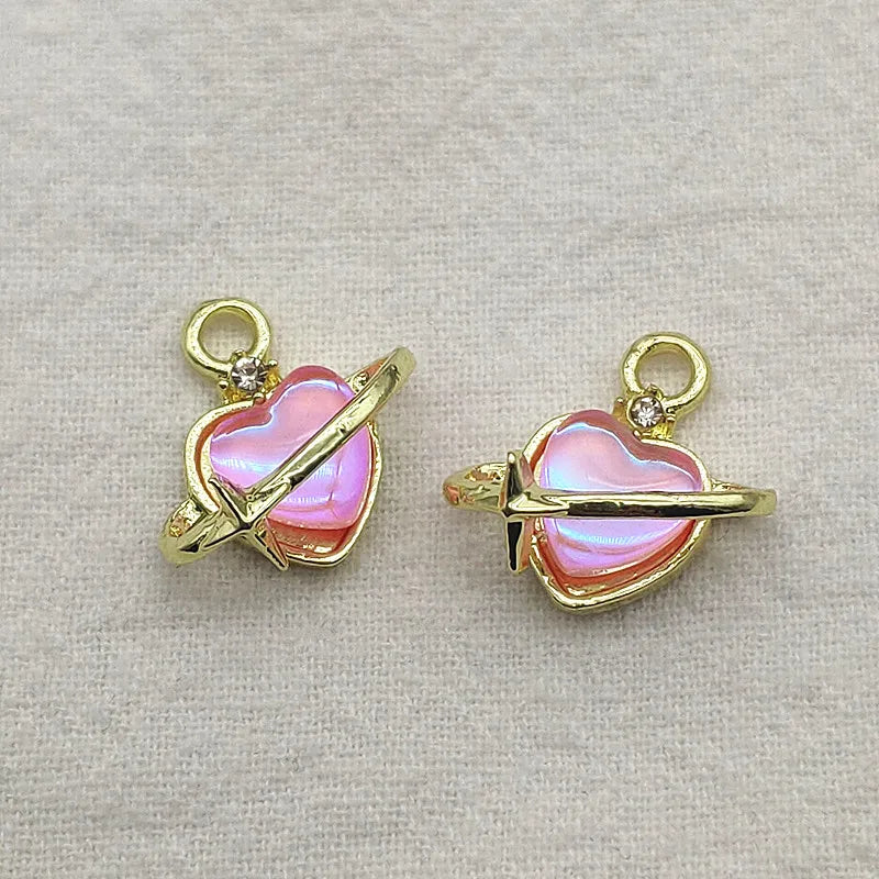 Arrival! 16mm Zinc Alloy Resin Heart Charm DIY Parts