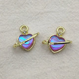 Arrival! 16mm Zinc Alloy Resin Heart Charm DIY Parts