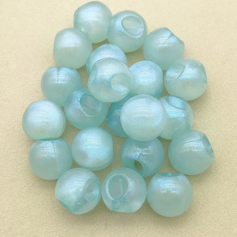 16mm 200pcs Luminous Effect Powder Slippery Ball Beads Necklace Earrings DIY