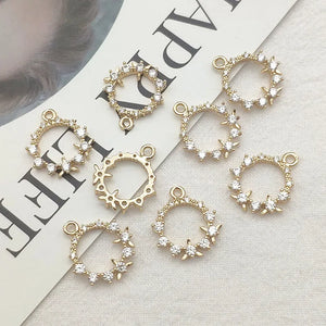 16mm CZ Pendant Round Charm 50pcs for Jewelry Making DIY