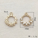 16mm CZ Pendant Round Charm 50pcs for Jewelry Making DIY