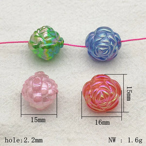 UV Magic Rose Flower Beads for Necklace Earrings DIY 90pcs
